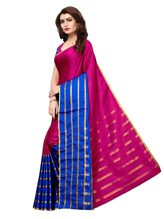 Pink, Blue Color Poly Silk Saree only in Bigswipe