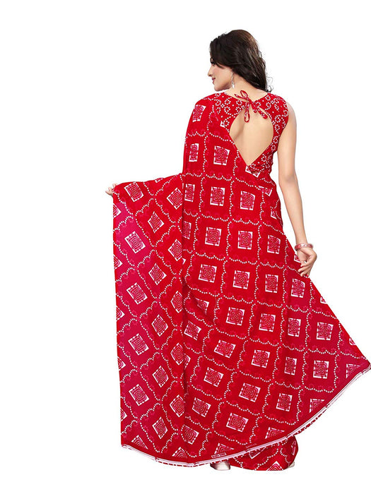 Red, White Color Georgette Saree