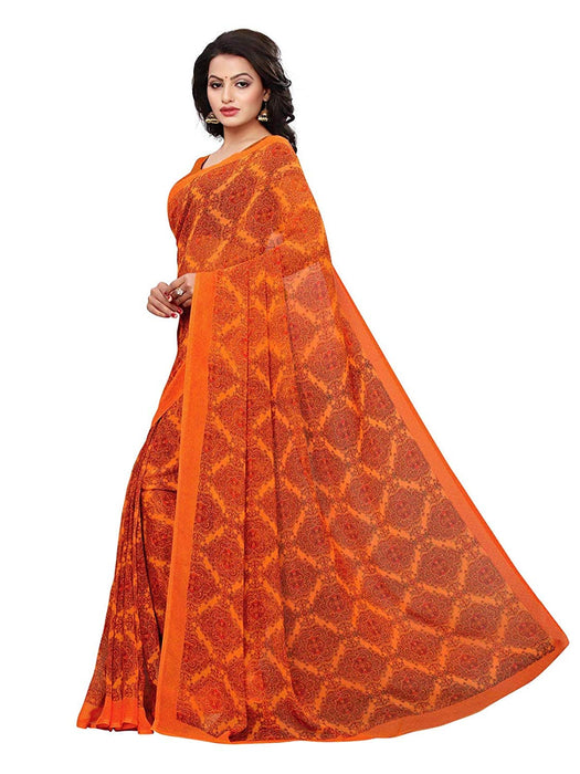 Orange, Multi Color Georgette Saree only in Bigswipe