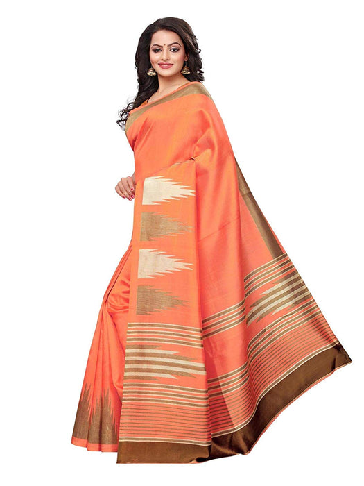 Orange, Multi Color Poly Silk Saree only in Bigswipe