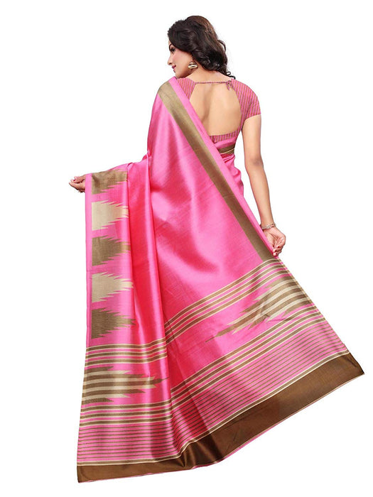 Pink, Multi Color Poly Silk Saree only in Bigswipe