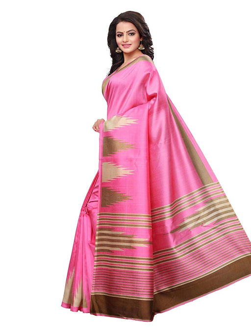 Pink, Multi Color Poly Silk Saree only in Bigswipe