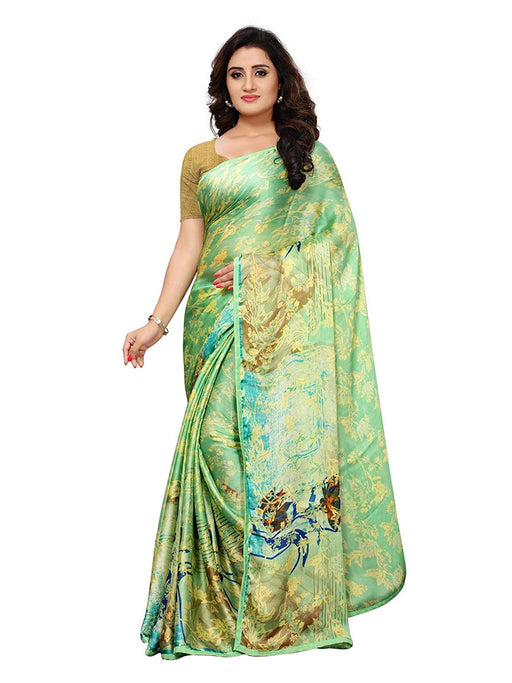 Green, Multi Color Chiffon Saree only in Bigswipe