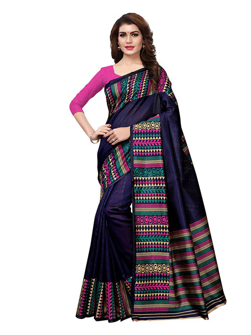 Navy Blue, Multi Color Kashmiri Silk (Art Silk) Saree only in Bigswipe