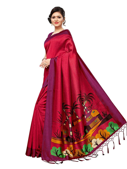 Maroon, Pink Color Poly Silk Saree only in Bigswipe