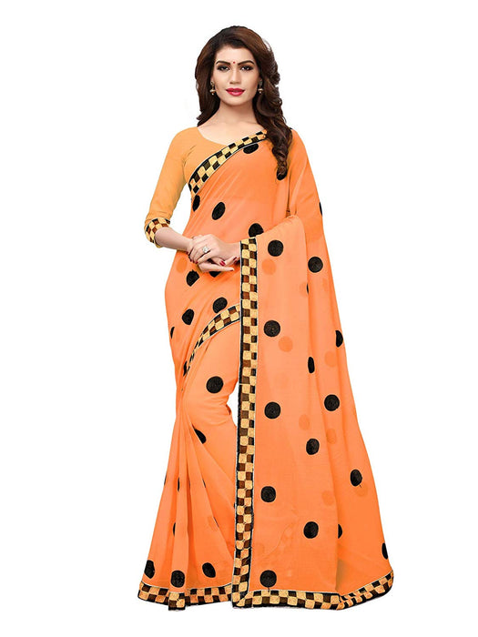 Orange (Yellowish Orange) Color Georgette Saree only in Bigswipe