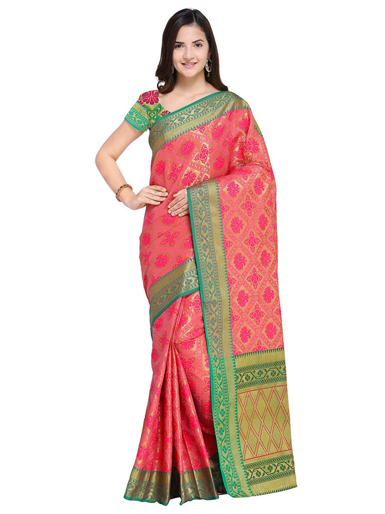 Pink Color Poly Silk Saree only in Bigswipe