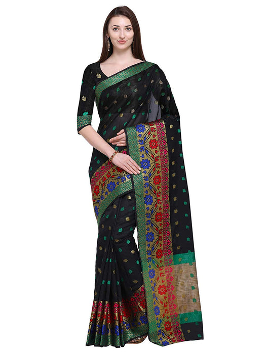 Black Color Chanderi Silk Saree only in Bigswipe