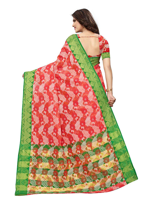 Green, Red Color Poly Silk Saree only in Bigswipe