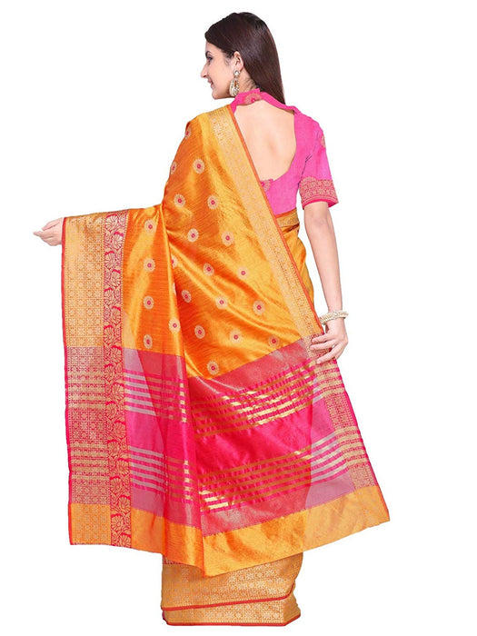 Yellow Color Tussar Silk (Poly Silk) Saree