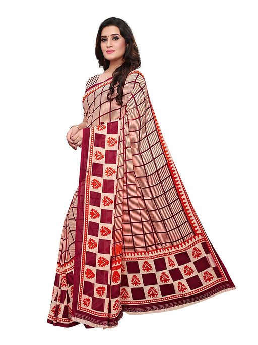 Red, Maroon Color Georgette Saree