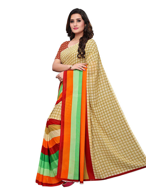 Beige, Multi Color Georgette Saree only in Bigswipe