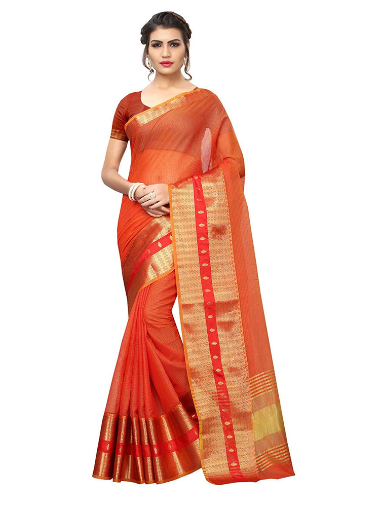 Orange Color Poly Silk Saree only in Bigswipe