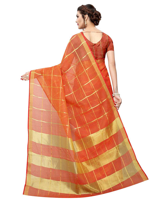 Orange Color Poly Silk Saree only in Bigswipe