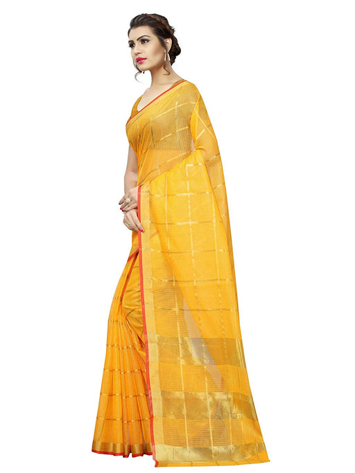 Yellow Color Poly Silk Saree