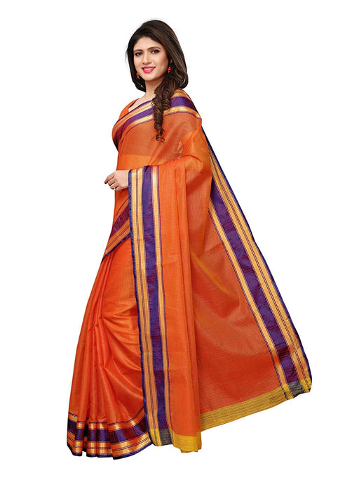 Orange Color Cotton Silk Saree only in Bigswipe