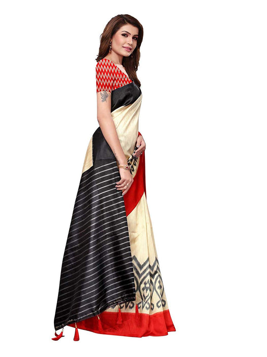 Beige, Red, Multi Color Poly Silk Saree only in Bigswipe