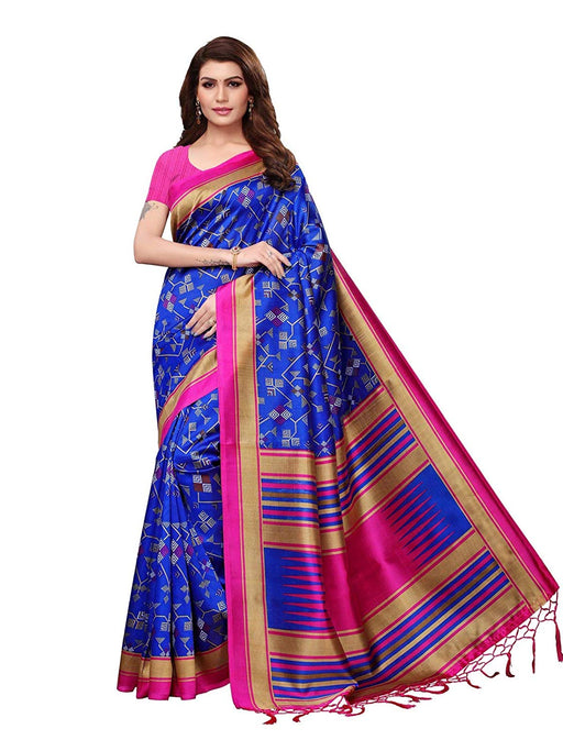 Blue, Pink, Multi Color Poly Silk Saree only in Bigswipe