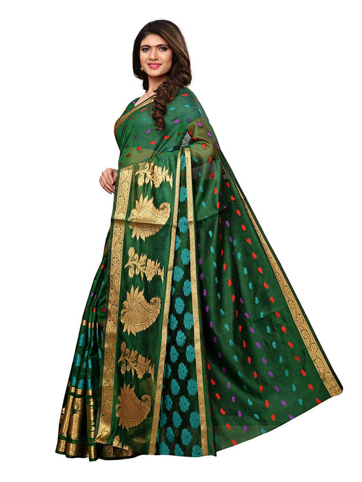 Green Color Chanderi Silk Saree only in Bigswipe