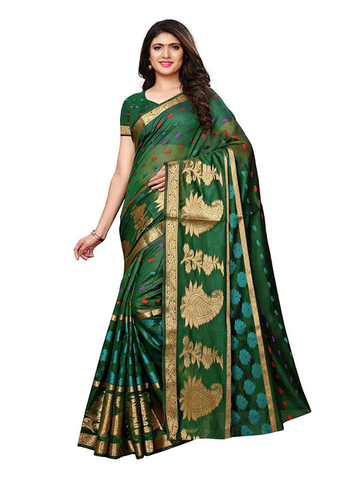 Green Color Chanderi Silk Saree only in Bigswipe