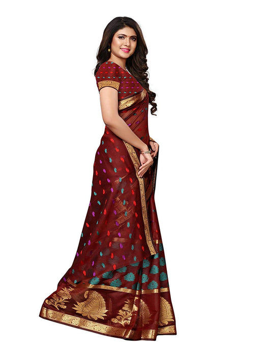 Maroon Color Chanderi Silk Saree only in Bigswipe