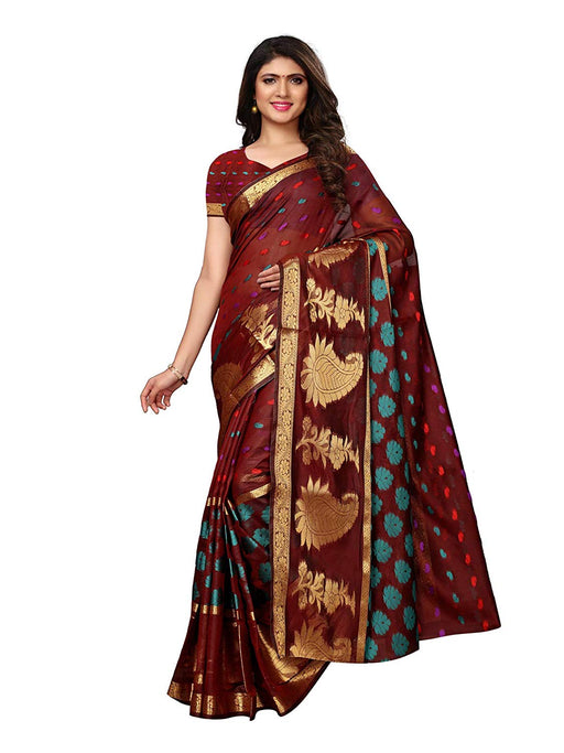 Maroon Color Chanderi Silk Saree only in Bigswipe