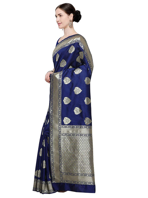 Navy Blue Color Poly Silk Saree only in Bigswipe