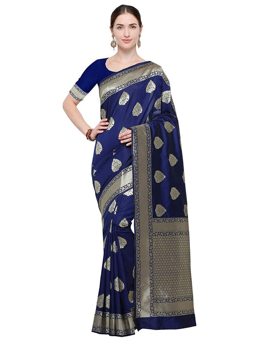 Navy Blue Color Poly Silk Saree only in Bigswipe