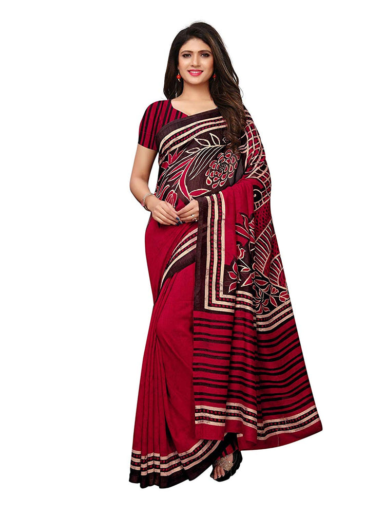 Maroon, Brown Color Georgette Saree only in Bigswipe