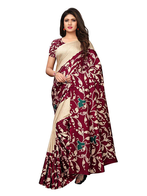 Beige, Maroon, Multi Color Vichitra Silk (Poly Silk) Saree only in Bigswipe