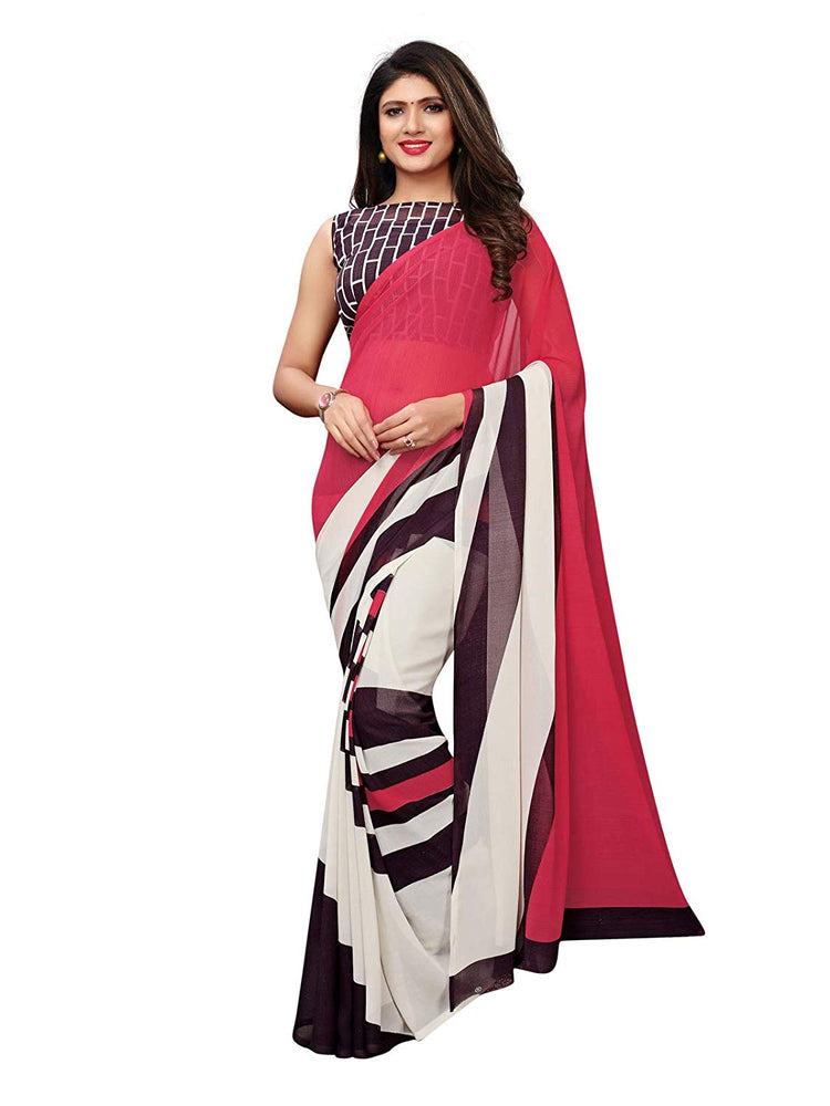 Pink, Off White, Multi Color Georgette Saree only in Bigswipe