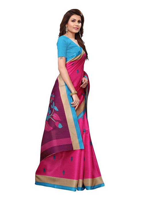 Pink, Purple, Multi Color Art Silk (Khadi Silk) Saree only in Bigswipe