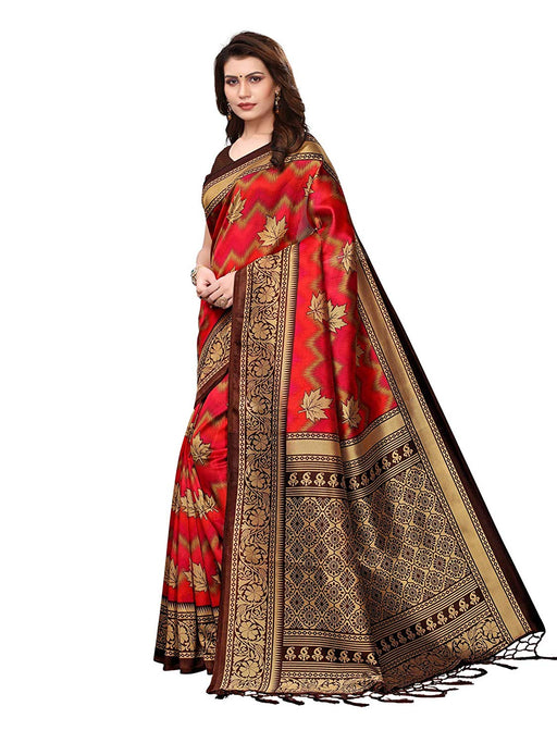 Brown, Red, Multi Color Poly Silk Saree only in Bigswipe