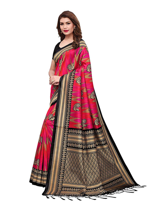 Black, Pink, Multi Color Poly Silk Saree only in Bigswipe