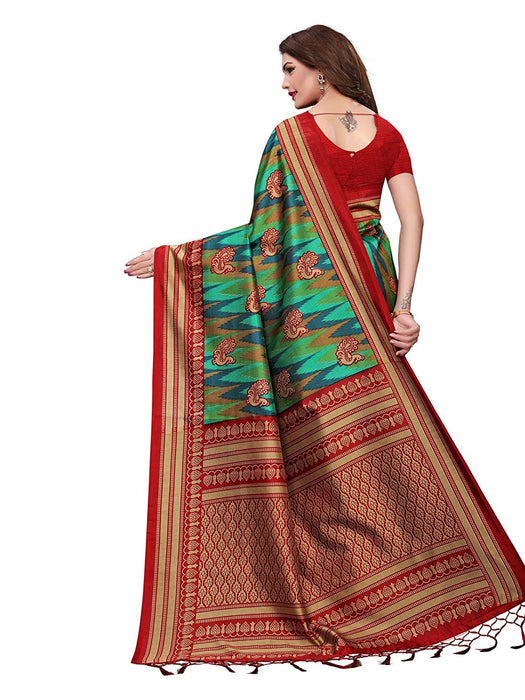 Maroon, Green, Multi Color Poly Silk Saree only in Bigswipe