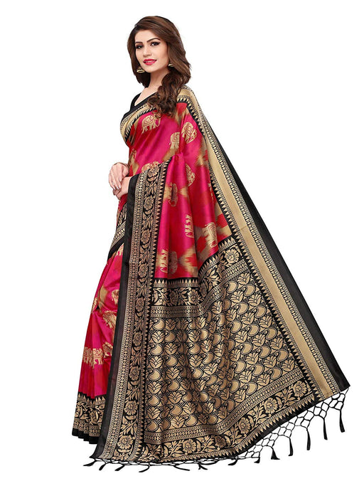 Black, Pink, Multi Color Poly Silk Saree only in Bigswipe