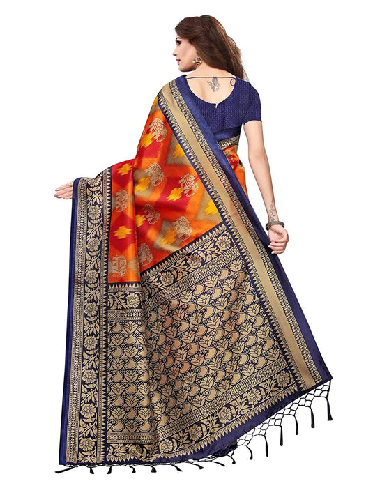 Navy Blue, Red, Multi Color Poly Silk Saree only in Bigswipe