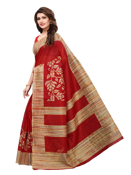 Maroon, Multi Color Bhagalpuri Silk Saree only in Bigswipe