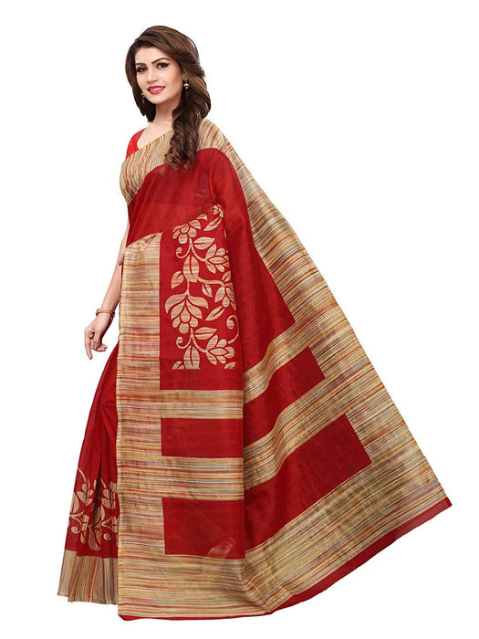 Maroon, Multi Color Bhagalpuri Silk Saree only in Bigswipe