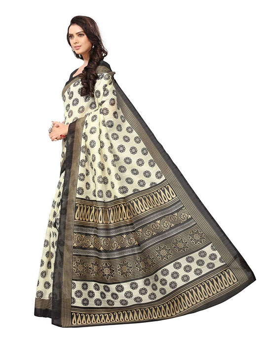 Off White, Black Color Bhagalpuri Silk Saree only in Bigswipe