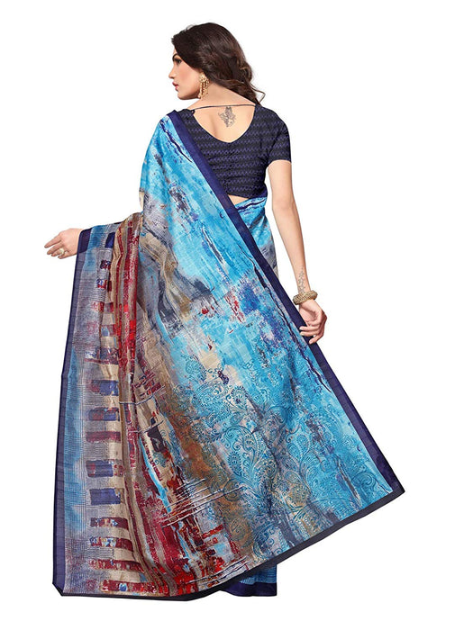 Navy Blue, Multi Color Bhagalpuri Silk Saree only in Bigswipe