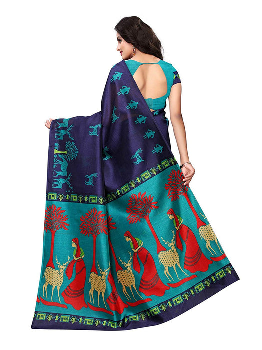 Navy Blue Color Poly Silk (Kashmiri Silk) Saree only in Bigswipe