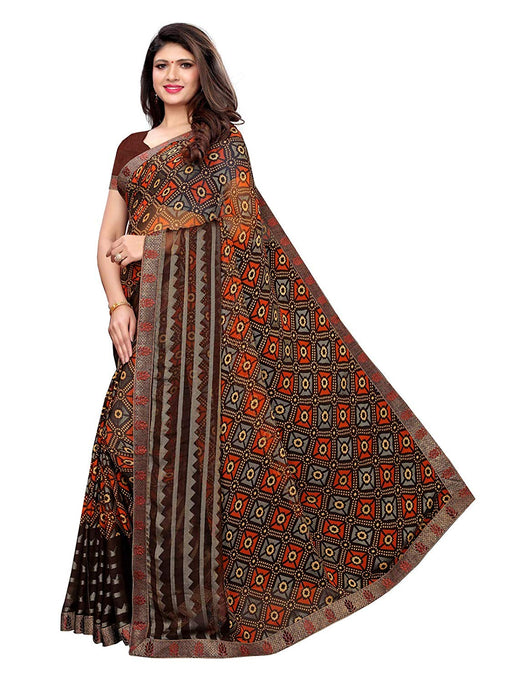 Brown, Multi Color Georgette Saree only in Bigswipe