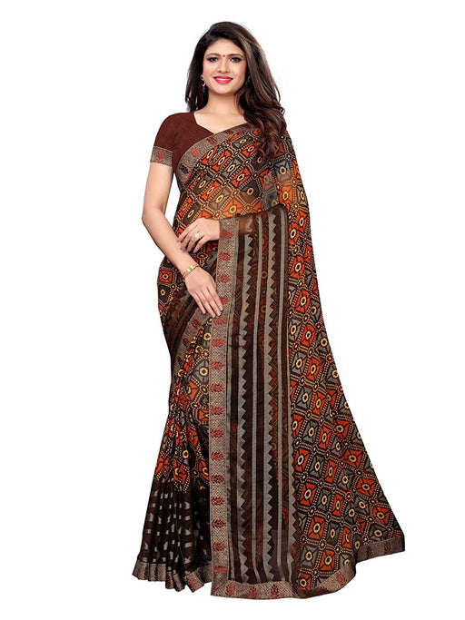 Brown, Multi Color Georgette Saree only in Bigswipe