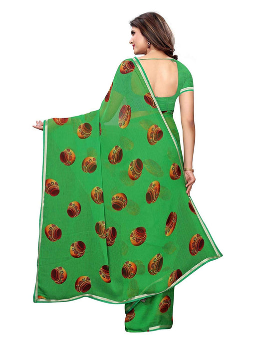 Green, Multi Color Chiffon Saree only in Bigswipe