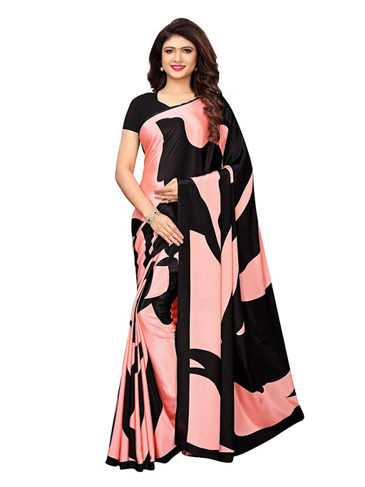 Pink, Black Color Crepe Saree only in Bigswipe