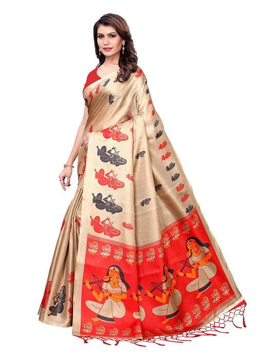 Beige, Red, Multi Color Art Silk Saree only in Bigswipe