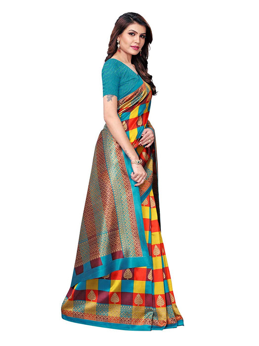 Blue, Multi Color Poly Silk Saree only in Bigswipe