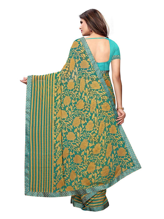 Turquoise, Multi Color Georgette Saree