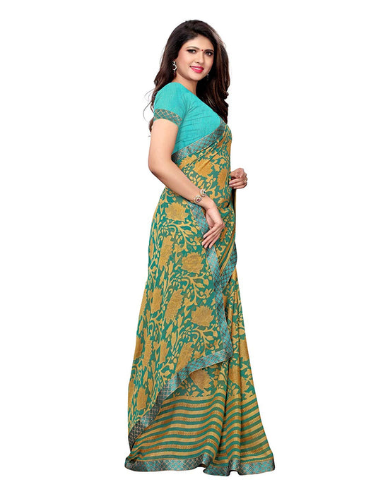 Turquoise, Multi Color Georgette Saree